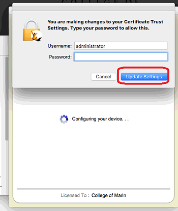 Update Certificate Trust Settings