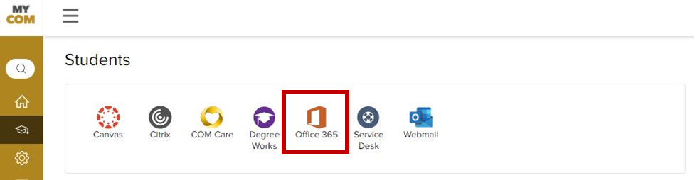 MyCOM Students Dashboard - Office 365
