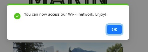 Visitor Wifi - Success Message